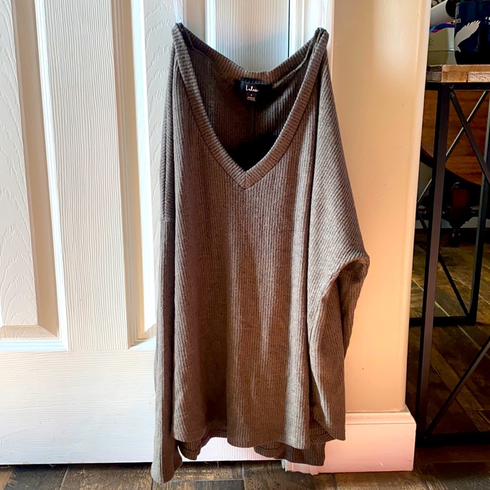 Army green off the shoulder sweater